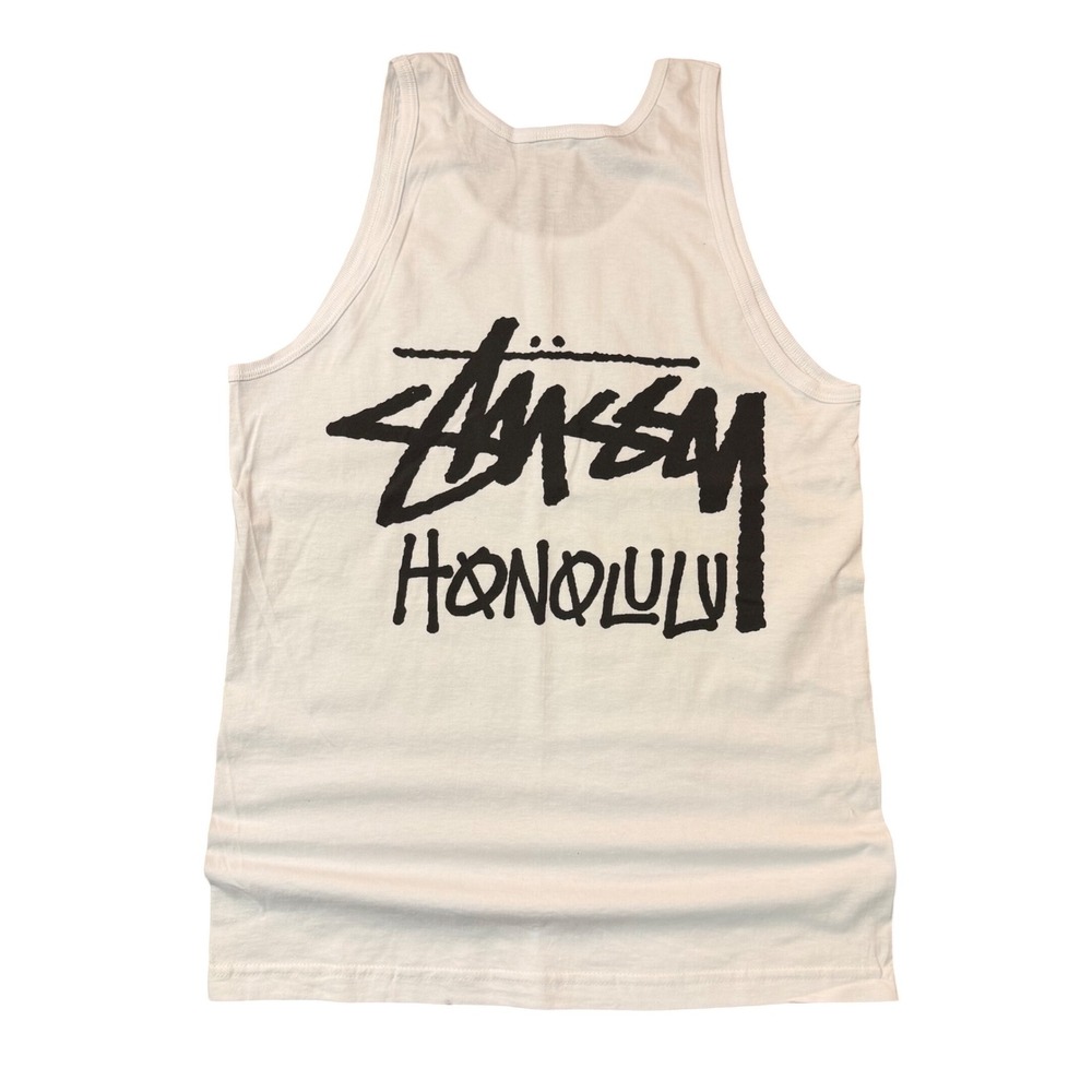 Stussy Tank Top Mens Medium White Good Honolulu Hawaii Graphic Streetwear